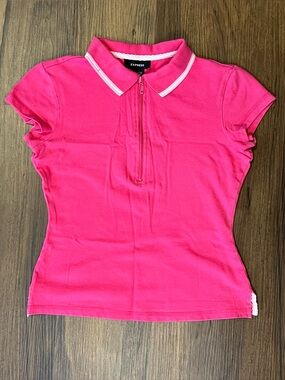 Y2k vintage Express pink polo style collared baby tee
